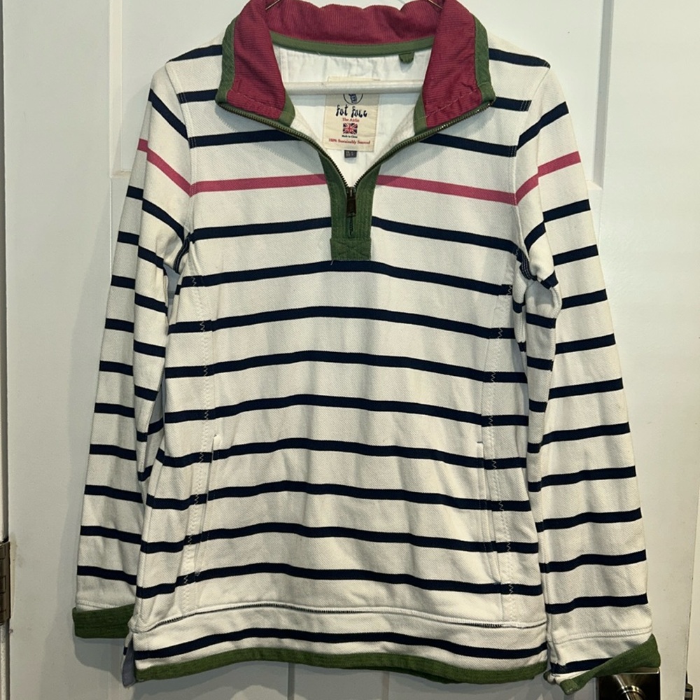 Fat Face Airlie Classic Breton Sweat 1/4 Zip Top Size US 2